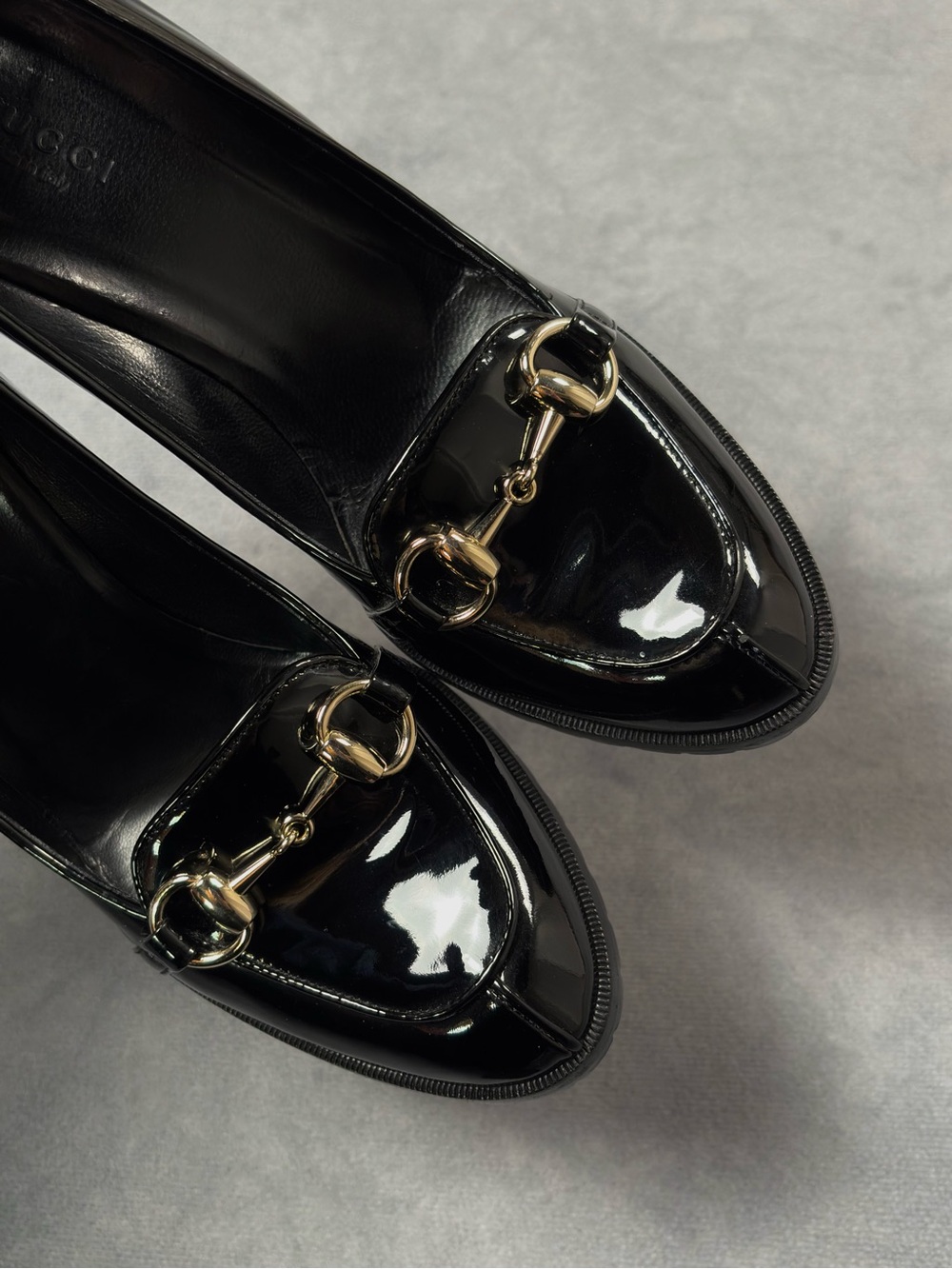 RARE GUCCI Horsebit Black Patent Leather Luxury Y2K Heel Loafer Pumps RRP1800$+ - Picture 6 of 12